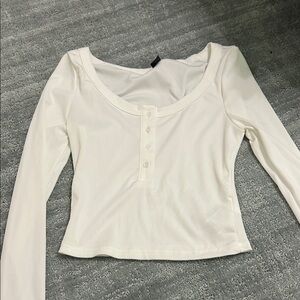 Cream Buttoned Long Sleeve Blouse